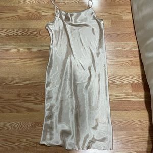 Bebe Satin Spaghetti Strap Midi Dress